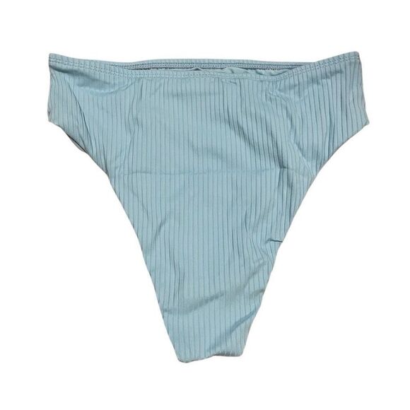 VYB Bikini Bottoms Womens Size M Eye Candy Blu Mid Waisted Retro Ribbed NWT - Picture 2 of 9